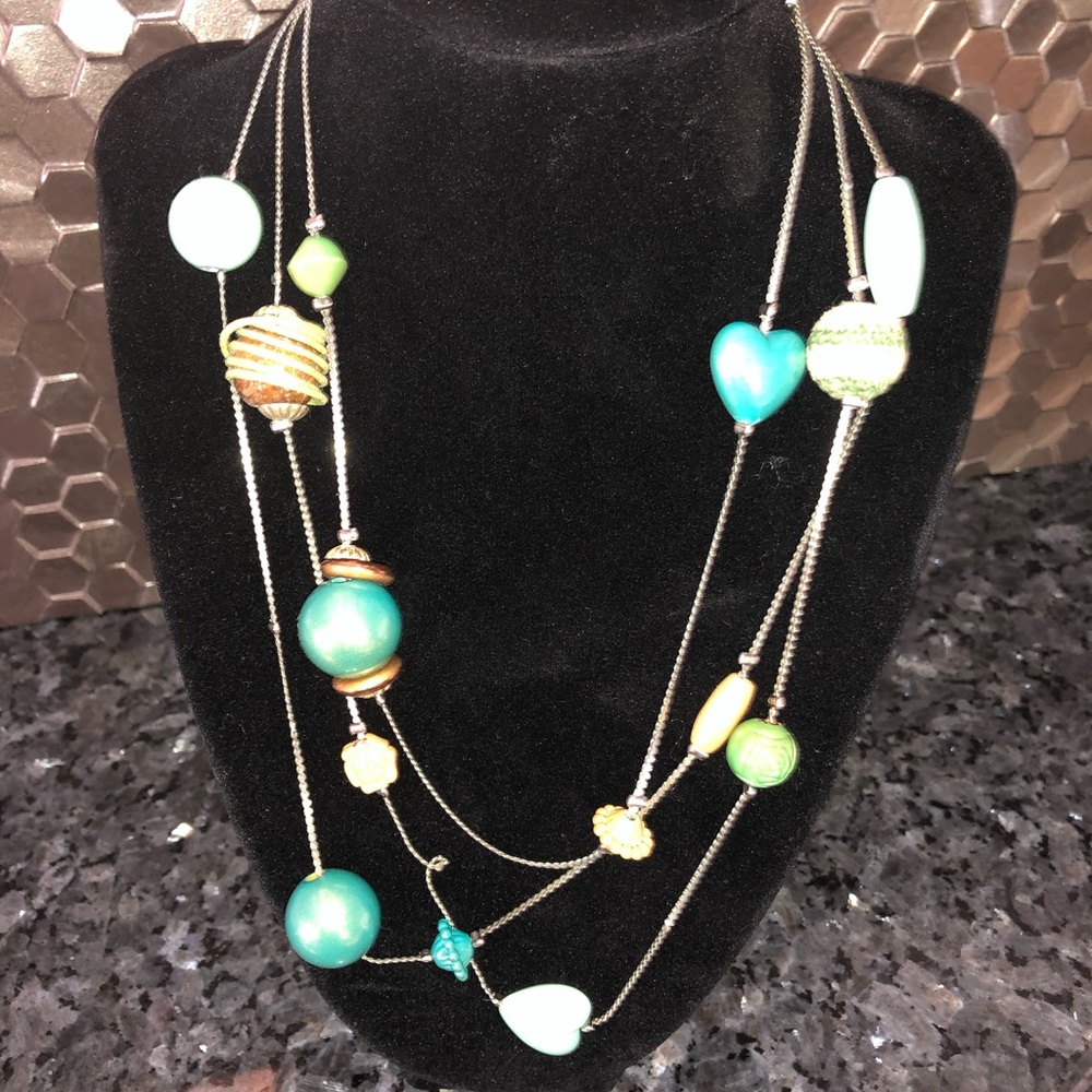 Mixed Material Multi Strand Necklace - image 2